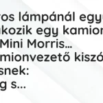 Vicc: A piros lámpánál együtt várakozik egy kamion, és egy Mini Morris… vicc-a-piros-lampanal-egyutt-varakozik-egy-kamion-es-egy-mini-morris-750x422